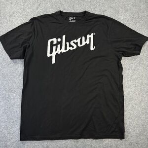 Gibson Shirt Mens Large Black Logo Graphic Music Guitar Tee T-Shirt Casual